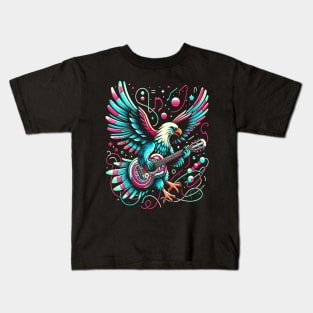 Melodic Wings: Eagle Strumming Guitar Kids T-Shirt